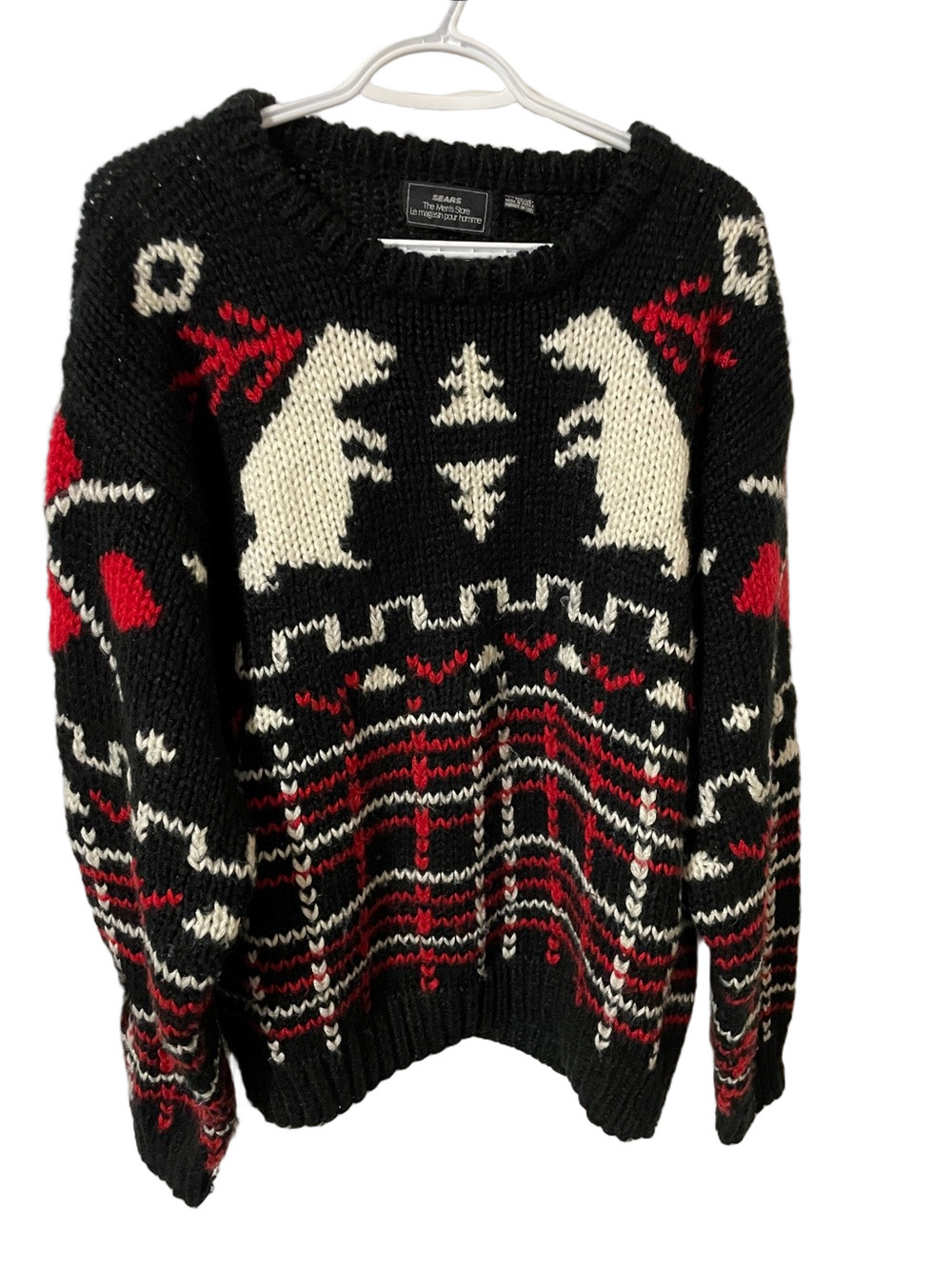Vintage Sears Crewneck Sweater with Polar Bear Fair Isle Size Large